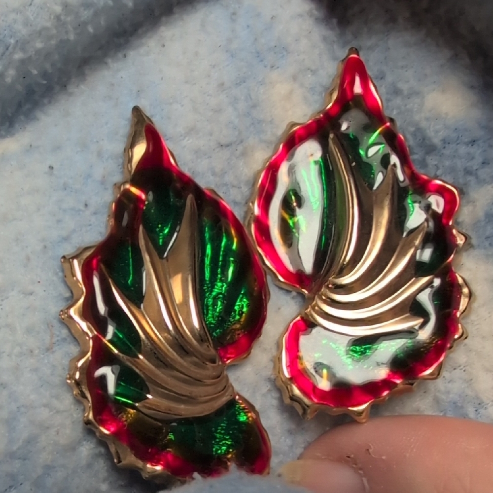Elegant Gold and Green Leaf Earrings
